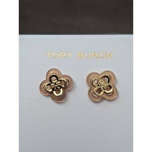 TORY BURCH Kira Gold Stacked Clover Stud Earrings